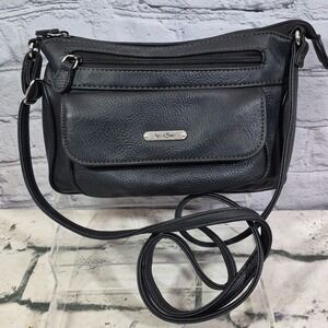 MultiSac‎ Leather Crossbody Black Purse Handbag With Organizer